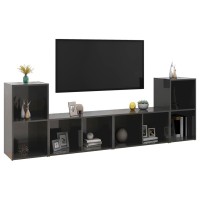 vidaXL TV Stands 4 pcs High Gloss Gray 28.3