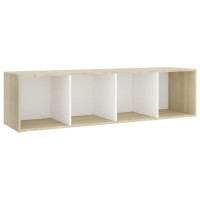 vidaXL 3 Piece TV Stand Set White and Sonoma Oak Engineered Wood