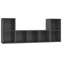 vidaXL 3 Piece TV Stand Set High Gloss Gray Engineered Wood