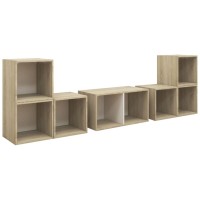 Vidaxl 6 Piece Tv Cabinet Set White And Sonoma Oak Engineered Wood