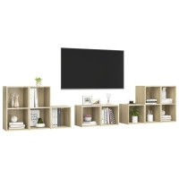 vidaXL 8 Piece TV Stand Set Sonoma Oak Engineered Wood