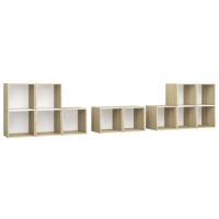 Vidaxl 8 Piece Tv Cabinet Set White And Sonoma Oak Engineered Wood