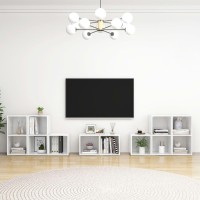 vidaXL 8 Piece TV Stand Set High Gloss White Engineered Wood