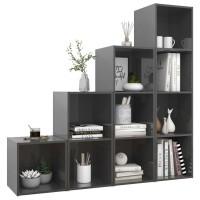 vidaXL 4 Piece TV Stand Set High Gloss Gray Engineered Wood