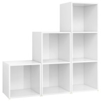 vidaXL 3 Piece TV Stand Set High Gloss White Engineered Wood