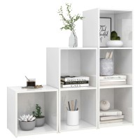 vidaXL 3 Piece TV Stand Set High Gloss White Engineered Wood