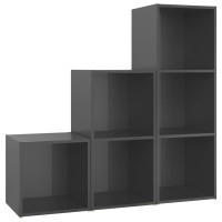 vidaXL 3 Piece TV Stand Set High Gloss Gray Engineered Wood