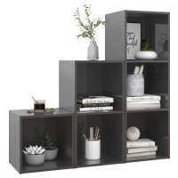 vidaXL 3 Piece TV Stand Set High Gloss Gray Engineered Wood