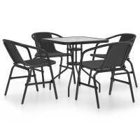 vidaXL 5 Piece Patio Dining Set Black