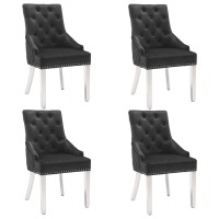 vidaXL Dining Chairs 4 pcs Black Velvet