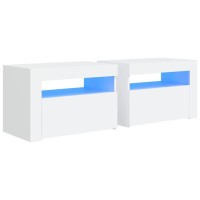 Vidaxl Bedside Cabinets 2 Pcs With Leds White 23.6X13.8X15.7
