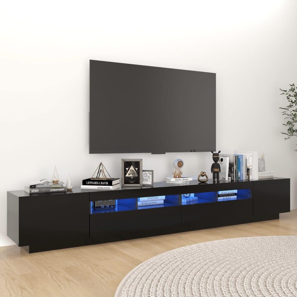 vidaXL TV Stand with LED Lights Black 102.4