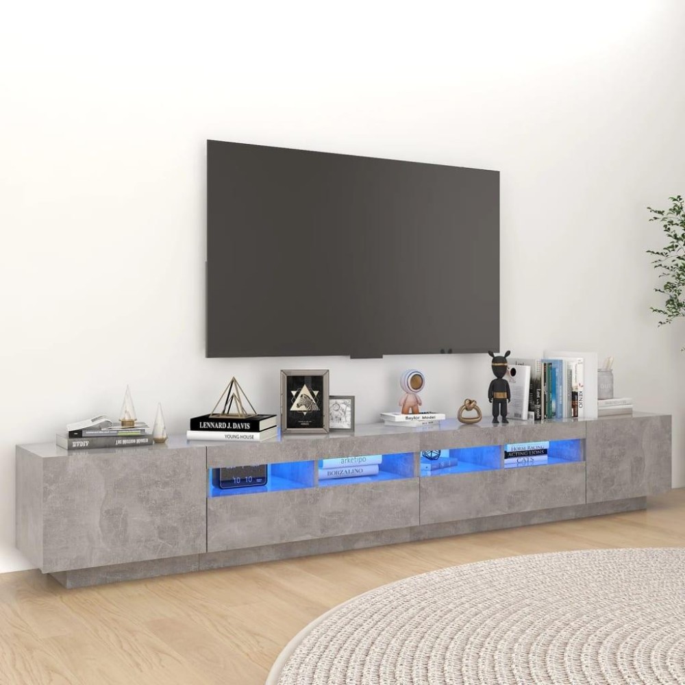 vidaXL TV Stand with LED Lights Concrete Gray 102.4