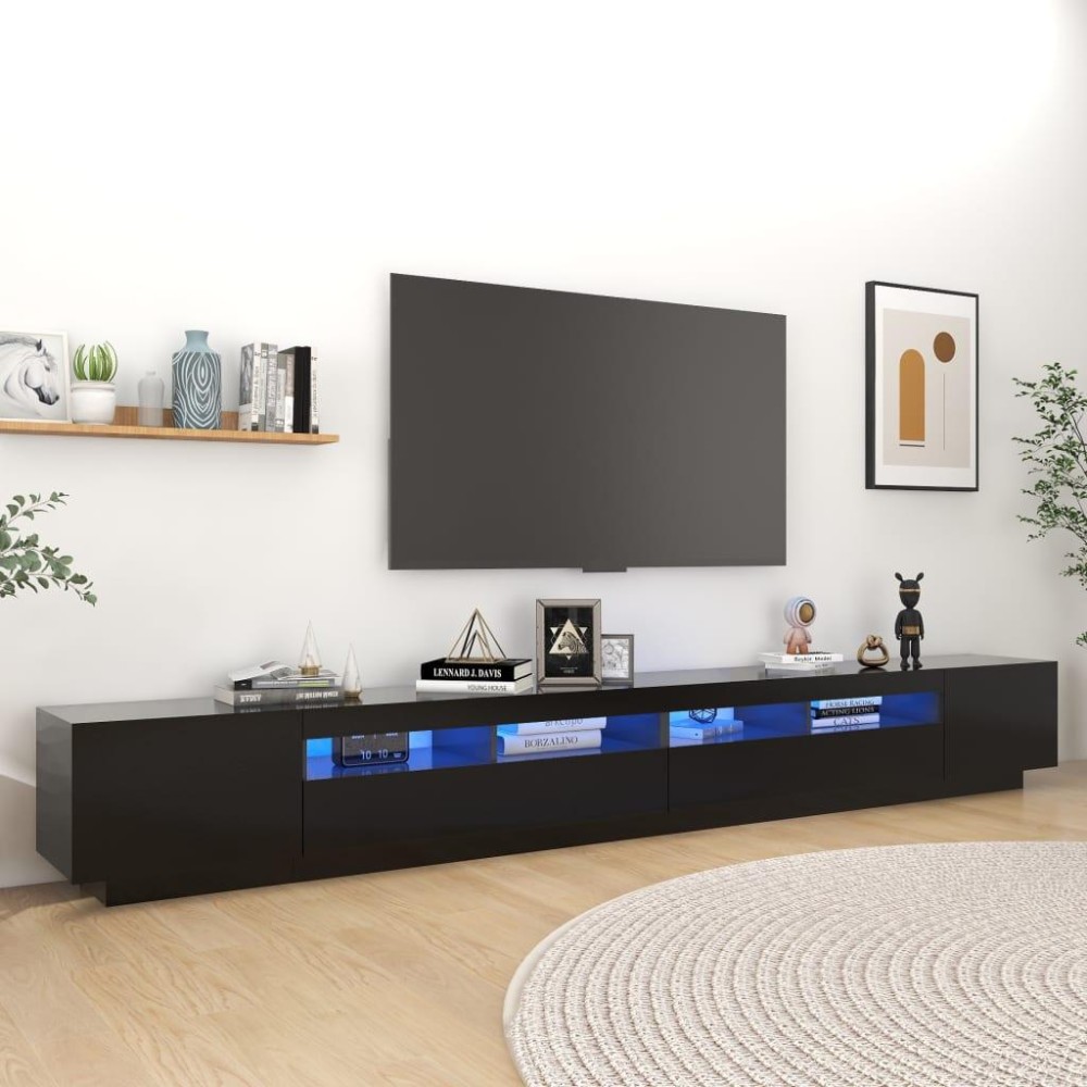 vidaXL TV Stand with LED Lights Black 118.1