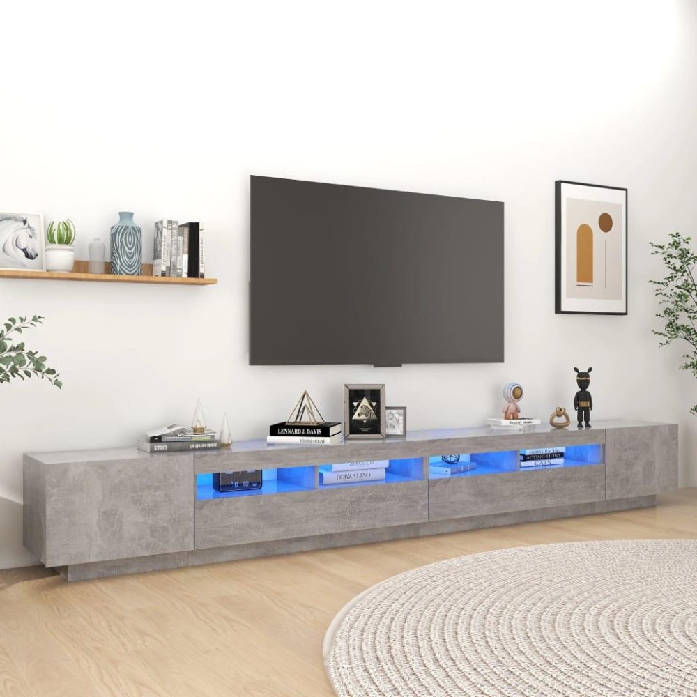 vidaXL TV Stand with LED Lights Concrete Gray 118.1