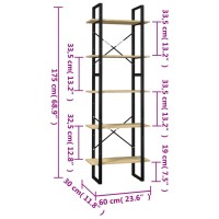 vidaXL 5-Tier Book Cabinet 23.6