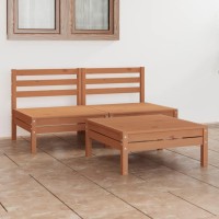 vidaXL 3 Piece Patio Lounge Set Honey Brown Solid Pinewood