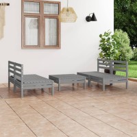 vidaXL 5 Piece Patio Lounge Set Gray Solid Pinewood