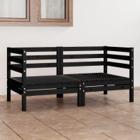 vidaXL Patio 2-Seater Sofa Black Solid Pinewood