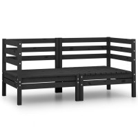 vidaXL Patio 2-Seater Sofa Black Solid Pinewood