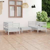 vidaXL 5 Piece Patio Lounge Set White Solid Pinewood