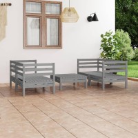 vidaXL 5 Piece Patio Lounge Set Gray Solid Pinewood