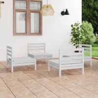 vidaXL 4 Piece Patio Lounge Set White Solid Pinewood