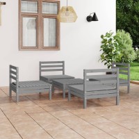 vidaXL 5 Piece Patio Lounge Set Gray Solid Pinewood