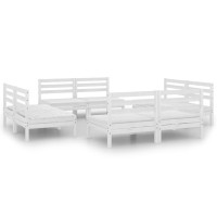 vidaXL 8 Piece Patio Lounge Set White Solid Pinewood