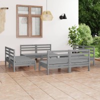 vidaXL 8 Piece Patio Lounge Set Gray Solid Pinewood