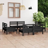 vidaXL 8 Piece Patio Lounge Set Black Solid Pinewood