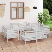 vidaXL 8 Piece Patio Lounge Set White Solid Pinewood