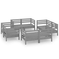 vidaXL 8 Piece Patio Lounge Set Gray Solid Pinewood