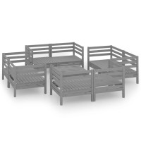 vidaXL 9 Piece Patio Lounge Set Gray Solid Pinewood