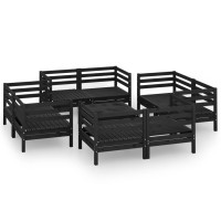 vidaXL 9 Piece Patio Lounge Set Black Solid Pinewood