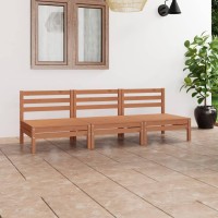 vidaXL 3 Piece Patio Lounge Set Honey Brown Solid Pinewood