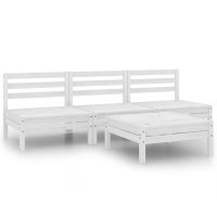 vidaXL 4 Piece Patio Lounge Set White Solid Pinewood