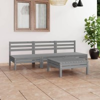 vidaXL 4 Piece Patio Lounge Set Gray Solid Pinewood