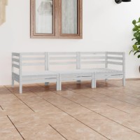 vidaXL 3 Piece Patio Lounge Set White Solid Wood Pine