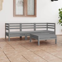 vidaXL 4 Piece Patio Lounge Set Gray Solid Wood Pine