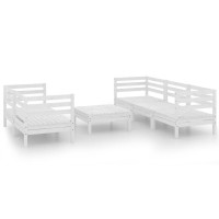 vidaXL 6 Piece Patio Lounge Set White Solid Wood Pine