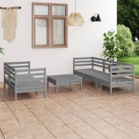 vidaXL 6 Piece Patio Lounge Set Gray Solid Wood Pine