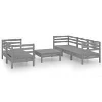 vidaXL 6 Piece Patio Lounge Set Gray Solid Wood Pine