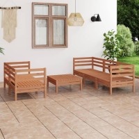 vidaXL 6 Piece Patio Lounge Set Honey Brown Solid Pinewood