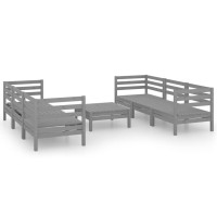 vidaXL 7 Piece Patio Lounge Set Gray Solid Pinewood