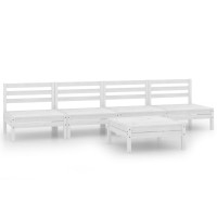 vidaXL 5 Piece Patio Lounge Set White Solid Pinewood