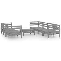 vidaXL 8 Piece Patio Lounge Set Gray Solid Pinewood