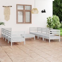 vidaXL 9 Piece Patio Lounge Set White Solid Pinewood