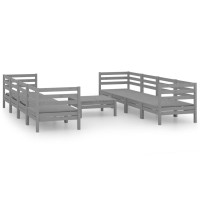 vidaXL 9 Piece Patio Lounge Set Gray Solid Pinewood