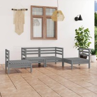 vidaXL 4 Piece Patio Lounge Set Gray Solid Pinewood